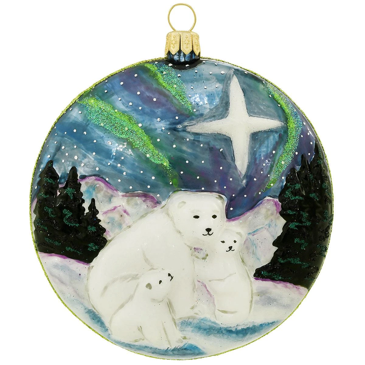 Polar Bear Family 2023 Bronner Annual Glass Ornament 1 Polar Bear Family 2023 Bronner Annual Glass Ornament
