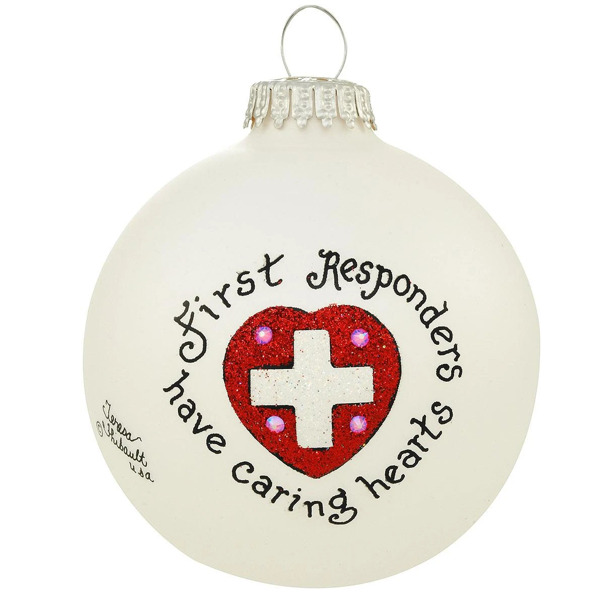 First Responders Heart Gifts Glass Ornament 1 First Responders Heart Gifts Glass Ornament