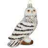 White Owl With Brown Accents Glass Ornament