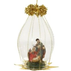Holy Family Dome With Gold Accents Glass Ornament