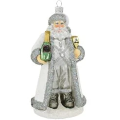 25th Anniversary Santa Glass Ornament