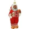 African American Santa In PJ's And Slippers 6 Inch Glass Ornament
