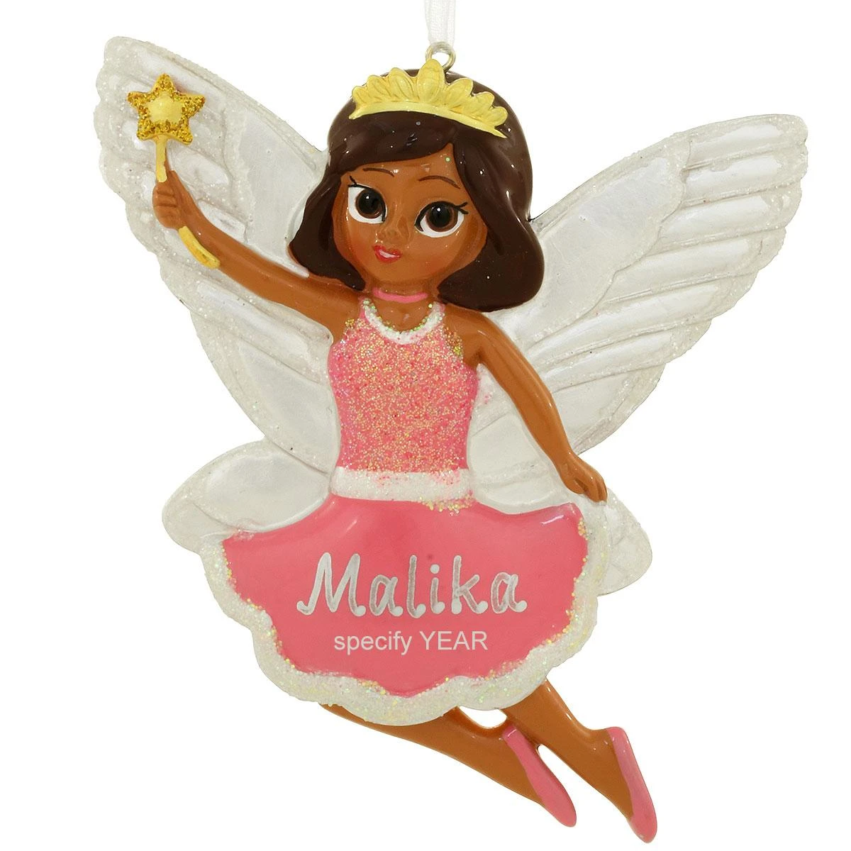 Personalized African American Fairy In Pink Dress Ornament 1 Personalized African American Fairy In Pink Dress Ornament