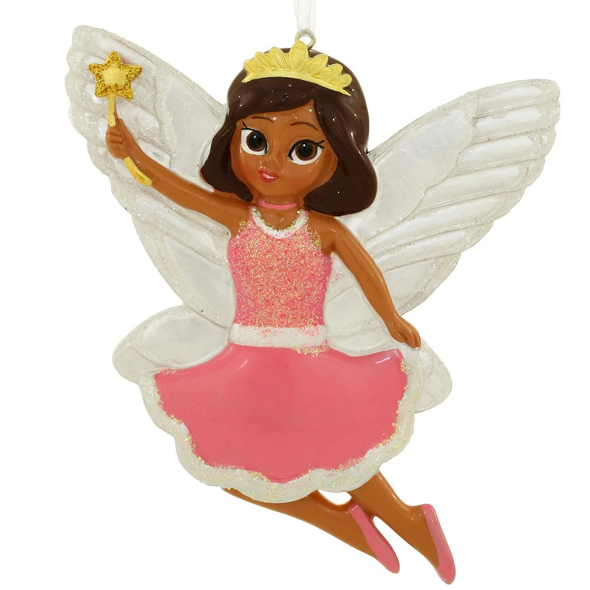 Personalized African American Fairy In Pink Dress Ornament 2 Personalized African American Fairy In Pink Dress Ornament - Image 2