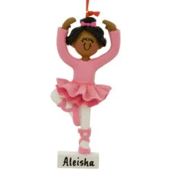 Personalized Ballerina African American Resin Ornament