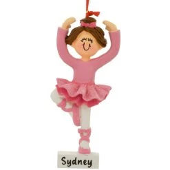 Personalized Ballerina Brunette Resin Ornament