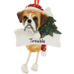 Personalized Boxer With Dangling Legs Ornament