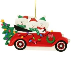 Personalized Snow Family Of 3 In Antique Car Ornament -Christmas Decoration Store 1271619 web 3