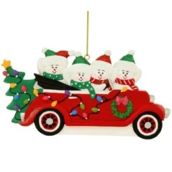 Personalized Snow Family Of 4 In Antique Car Ornament -Christmas Decoration Store 1271620 web 3