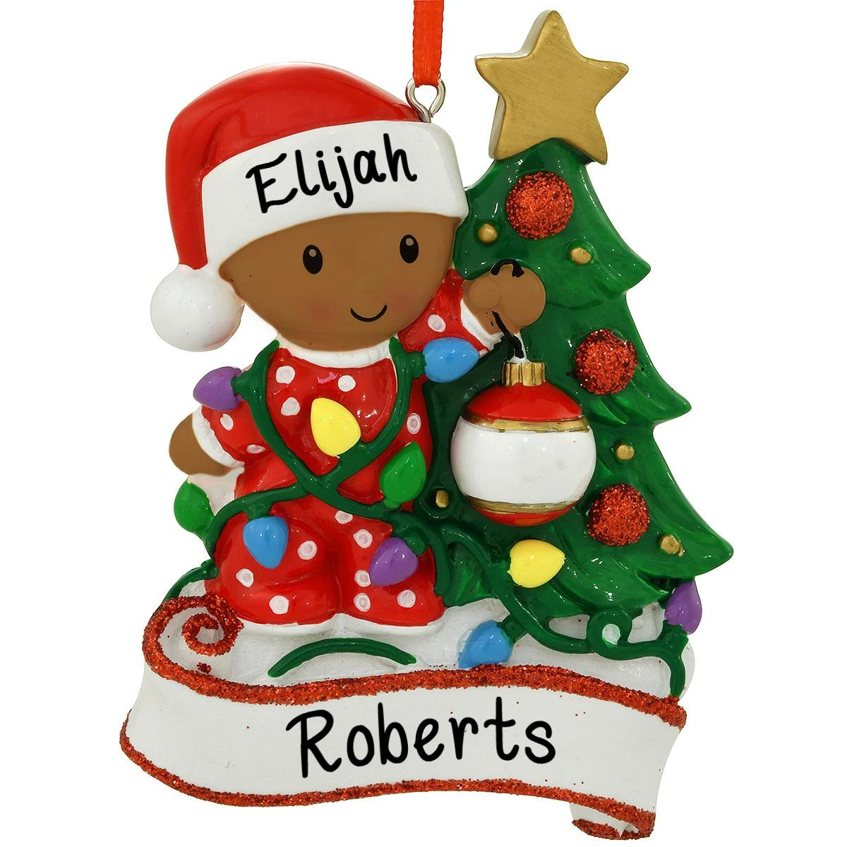Personalized African American Baby Decorating Tree Resin 1 Personalized African American Baby Decorating Tree Resin