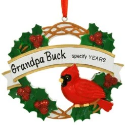 Personalized Cardinal With Wreath Ornament