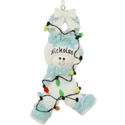 Personalized Snowman Boy Wrapped In Lights