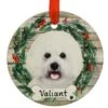 Personalized Bichon Frisé Dog Round Ceramic Ornament