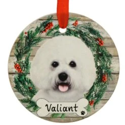Personalized Bichon Frisé Dog Round Ceramic Ornament