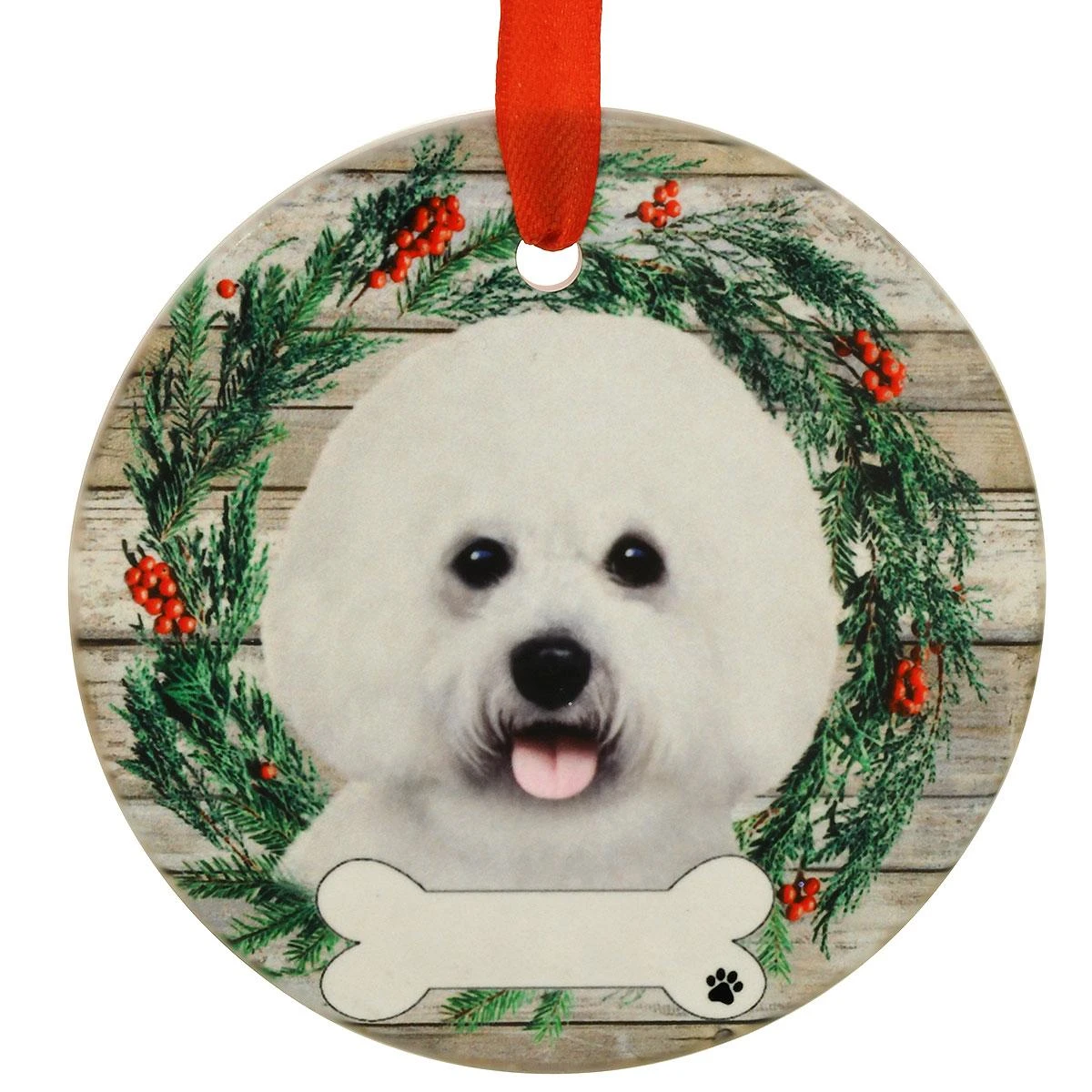 Personalized Bichon Frisé Dog Round Ceramic Ornament 2 Personalized Bichon Frisé Dog Round Ceramic Ornament - Image 2