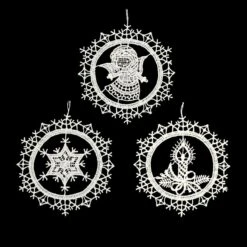 Religious Lace Trio Ornament Set